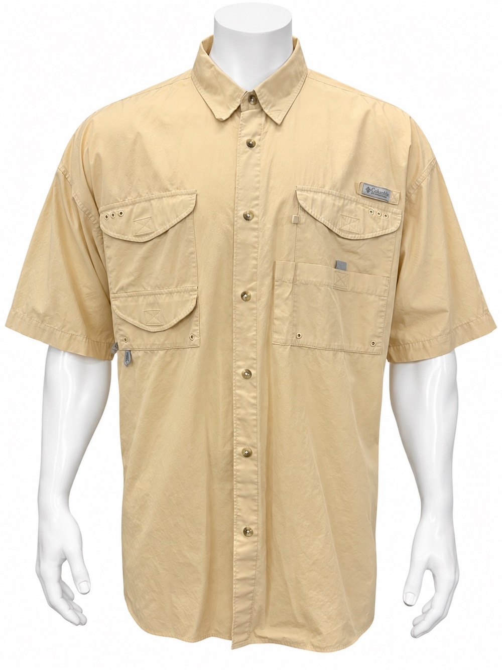 Columbia PFG Sportswear Tan Beige Men's Vented Outdoors Fishing Shirt Size XXL